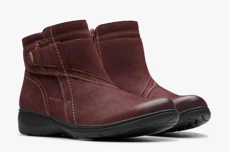 Clarks Collection Women's Red/Brown Leather Carleigh Ankle Boots Shoes US10Wide