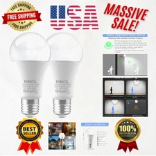 Energy Efficient Radar Motion Sensor Light Bulbs - A19, 16-32 ft Detection Range