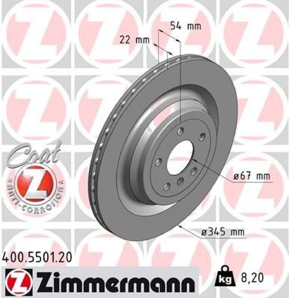 2X Bremsscheibe Zimmermann 400.5501.20 2 Bremsscheiben Hinterachse Hinten-image