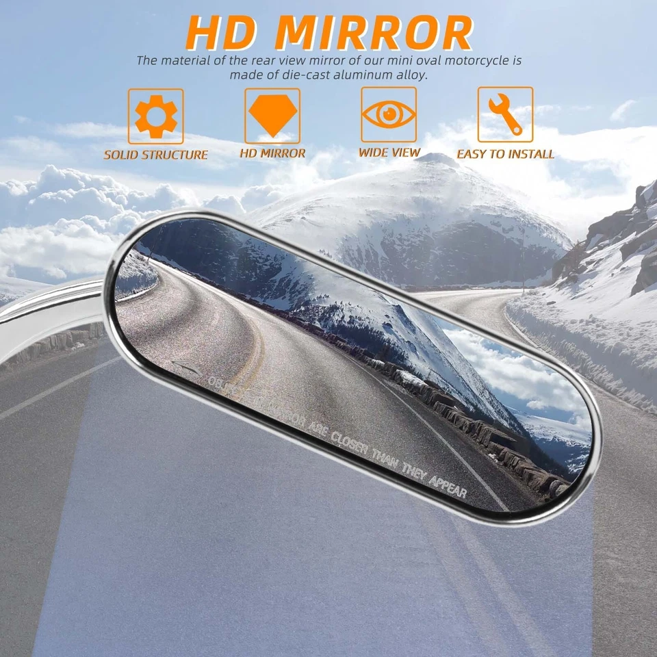Espejos retrovisores mini ovalados cromados para motocicleta Harley Davidson Breakout FXBRS Foto 4 de 4