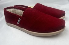 Toms Big Kids Youth Size 4 Red Classic Canvas Casual Slip On Shoes