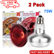 Reptile Heat Lamp, 2Pack 75W Intense  Infrared Basking Bulbs Light for Reptiles