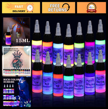 14 Color Tattoo Ink Set 15ml Bottles - Professional Fluorescent Pigment Kit