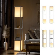 Floor Lamp with Shelves and Dual Light, Standing Lamp for Living Room
