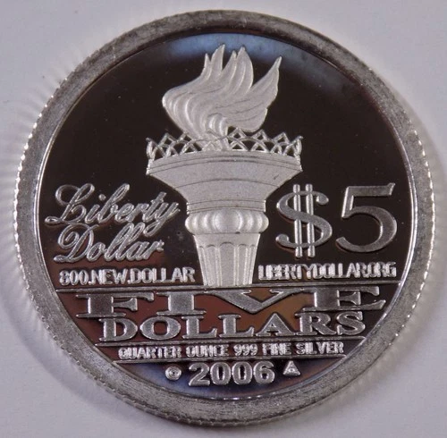 2006 NORFED 5 Liberty 1/4 troy oz .999 fine silver art round