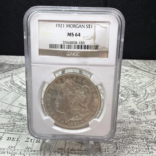 1921 Morgan Silver Dollar graded MS64 by NGC