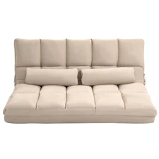 [New]Convertible Floor Sofa Chair,Folding Couch Bed,Guest Chaise Lounge w/2 Pil