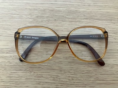 Vintage Terri Brogan 8665 Eyeglasses Frame Amber Brown 52-12 Retro Oversized
