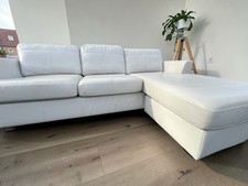 DFS Freya Light Cream Leather Corner Sofa