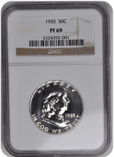 1955 Franklin Half Dollar NGC (99) PF 69