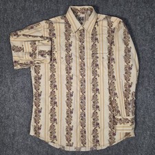 Vtg Ely Cattleman Shirt Mens Large Rockabilly Purple Floral Western Pearl Snap