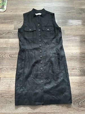 100% Linen Midi Dress Size 6Petite  Vintage Valerie Steven s Costal Minimalist