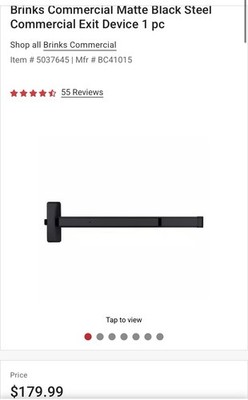 Brinks Commercial BC41015 Commercial Exit Device Matte Black Steel
