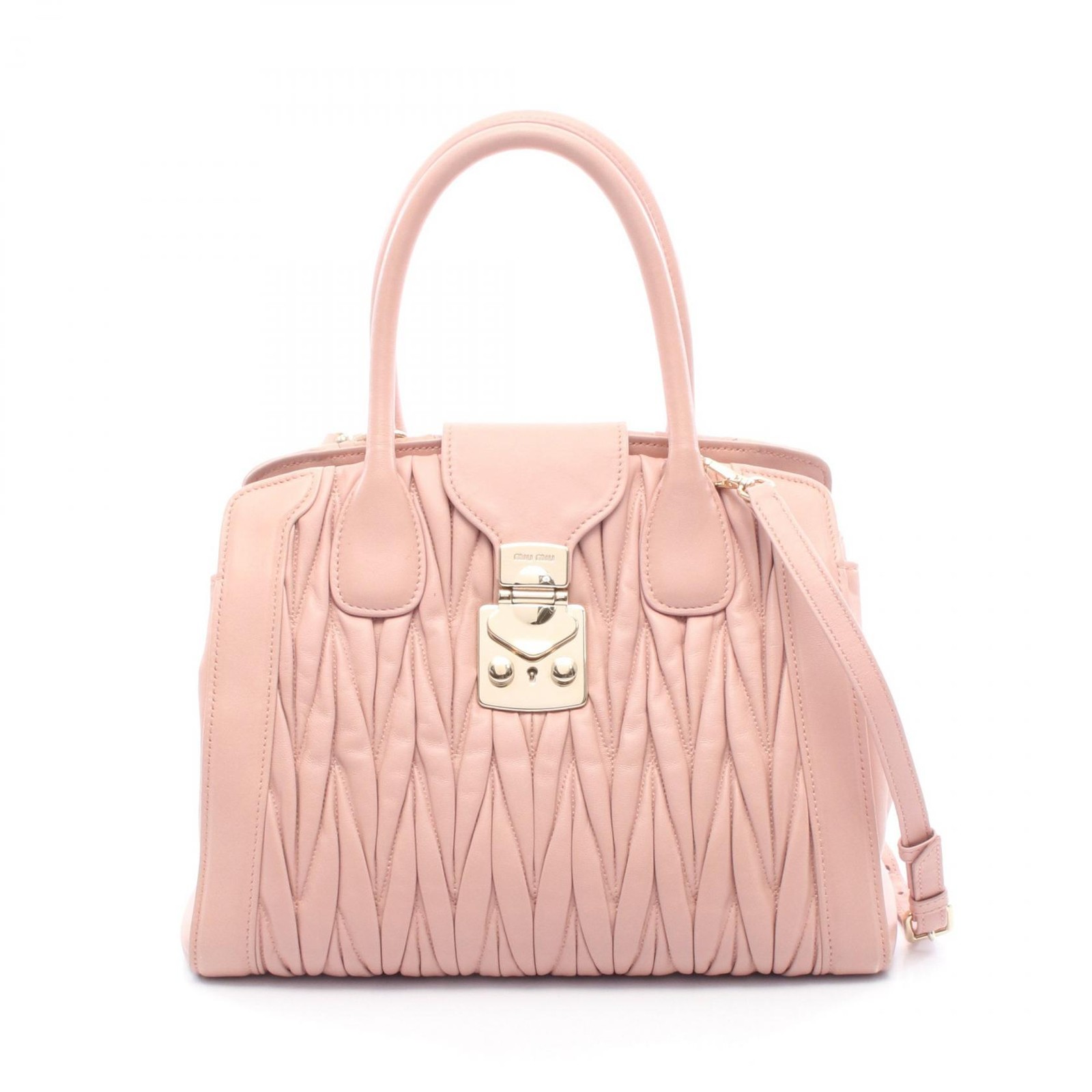 Miu Miu MATELASSE shoulder crossbody Handbag leather Pink Used Women