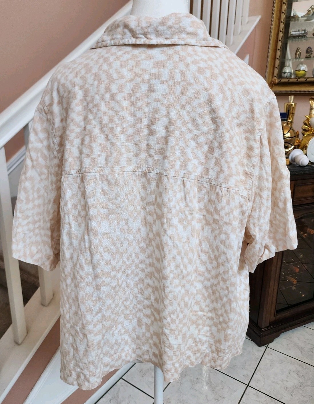 UNIVERSAL THREAD Beige White Button Front Short S… - image 12