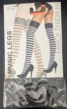 Music legs Halloween Thigh High Tights Orange And Black One Size Fits Most