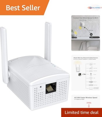 AC1200 WiFi to Ethernet Adapter Dual Band Wireless Bridge for Smart TV, Printer