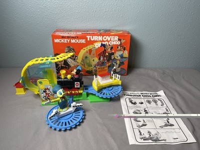1973 Walt Disney Mickey Mouse Turn Over Choo Choo Toy Train by Illco Toys Notcom