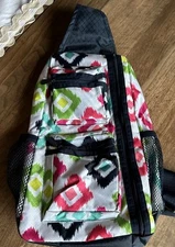 Thirty-One Going my way Backpack Candy Corners Sling Bag Geometric Ikat Design
