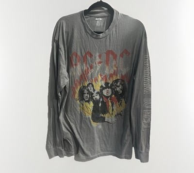 AC/DC Gray Graphic T Shirt Unisex XL Highway To Hell Long Sleeve Spell Out