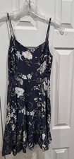 OLD NAVY Women's XS Midnight Blue Floral Print Spaghetti Strap Mini Dress - New!