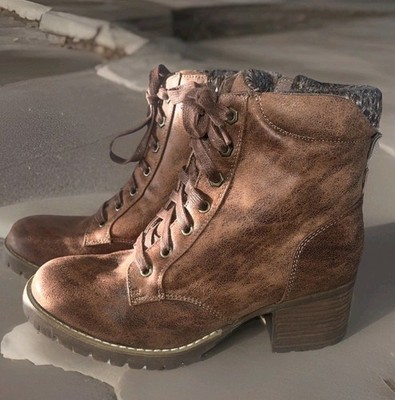 NEW Ladies Carlos Santana-Glinda Lace-Up Winter Sock Boots Brown Size 9.5