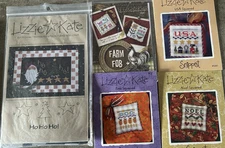 Set of 5 Lizzie Kate Cross Stitch PATTERNs Only - Holiday, Halloween, Patriotic