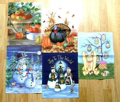 5 NEW Seasonal GARDEN FLAGS Easter Thanksgiving Christmas Snowmen (11'' x 15'')