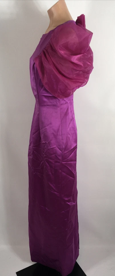 Vestido de fiesta de noche de colección años 80 rosa frambuesa manga burbuja hinchada vestido vaina Foto 4 de 4