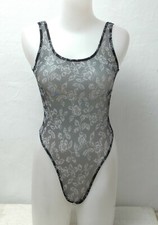 Black Fishnet Thong Spandex Leotard for Women size 10 Small