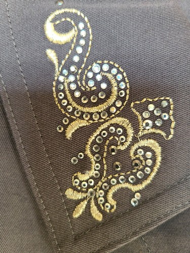 Quacker Factory Scroll Embellished Woven Jacket Smokey Gray L A280813 Pre-owned - Picture 6 of 11