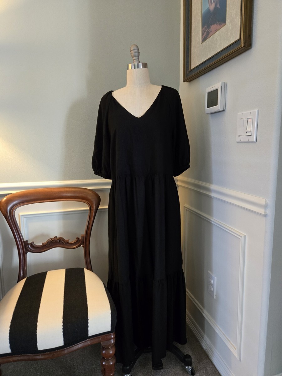 H&M Dress Women's Small Black Tiered Peasant Style Midi/Long Dress | Worn  Once