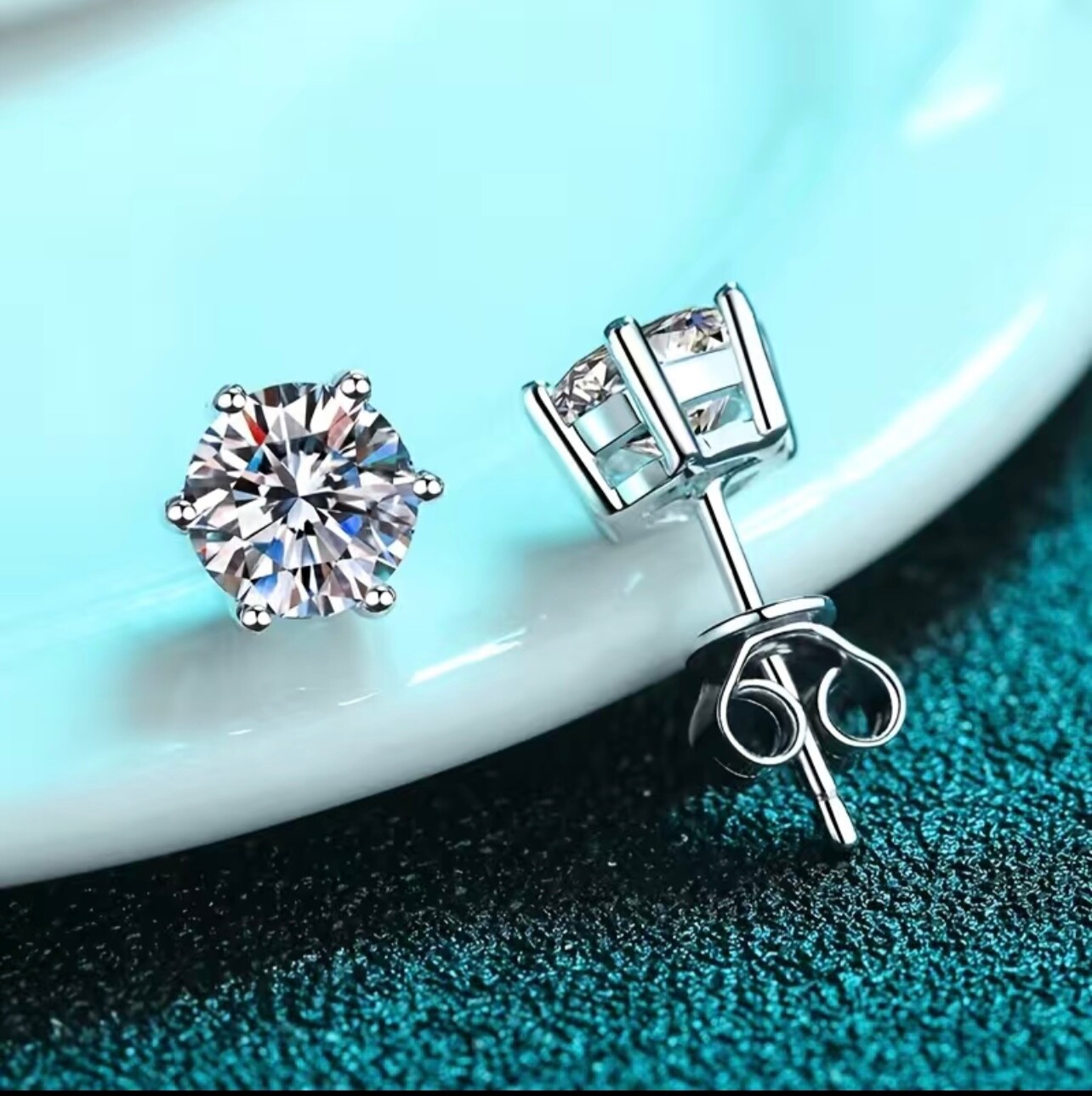 Moissanite stud earrings 1ct sterling silver elegant and timeless-image