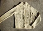 EUC Gap Knit Cream Cardigan Wool Cashmere Blend Stand Up Collar Sequins Sz L