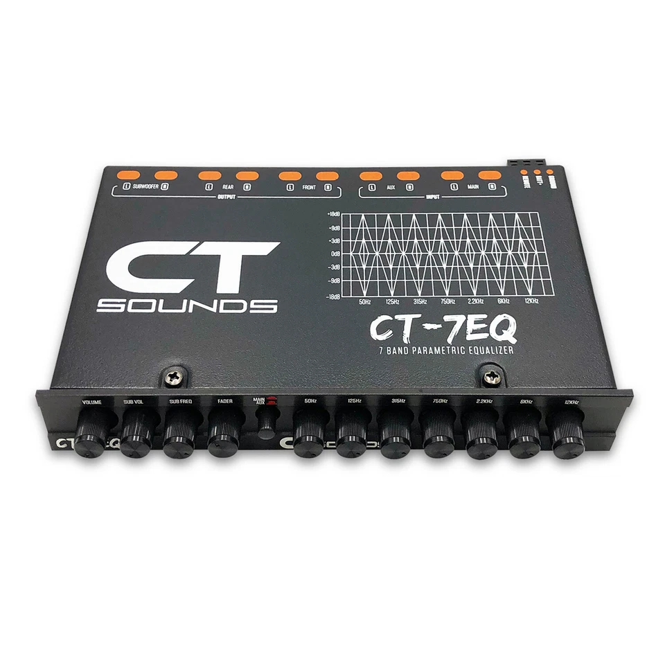 Ecualizador paramétrico de audio para automóvil CT Sounds CT-7EQ 7 bandas 1/2 din con entrada AUX Foto 2 de 3