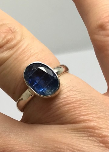 Kyanite oval ring Solid Sterling Silver Size N. Faceted, 10 x 8mm. New. - Picture 10 of 12