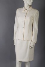Vintage 1990s Versace Istante White Wool Skirt Suit