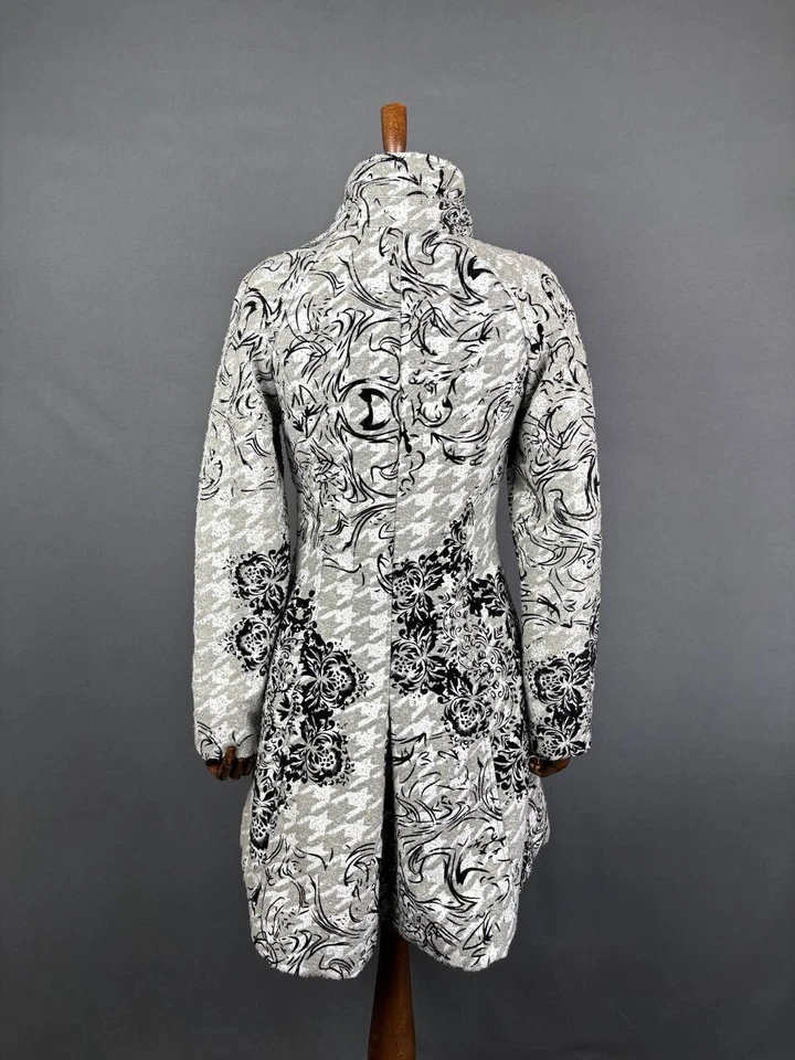 Desigual Womens Long Coat Size 36 Gray Polyester Long Sleeve Button - Image 2 of 4