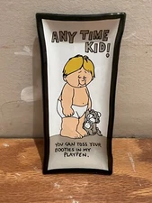 Vintage Mid Century Modern Houze Art Glass Tray Funny Dirty Joke