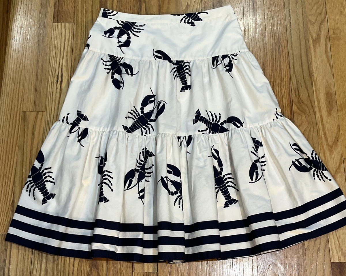 J. Crew Rare Ruffle tiered midi Lobster Skirt 0 Nautical