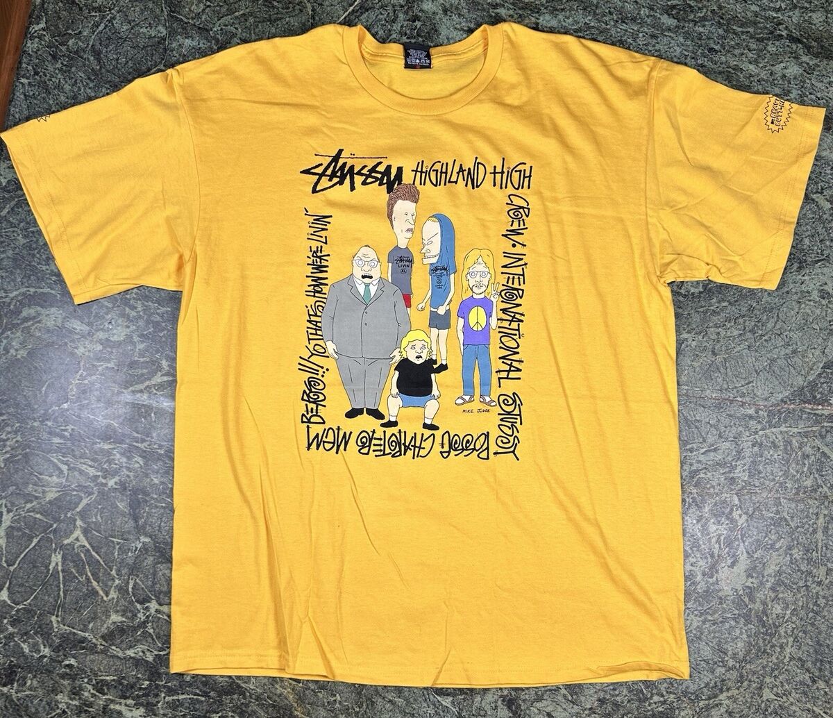 Stussy Beavis And Butthead Tee Yellow Mens Size XL New Stussy Beavis And Butthead Tee Yellow Mens Size XL New