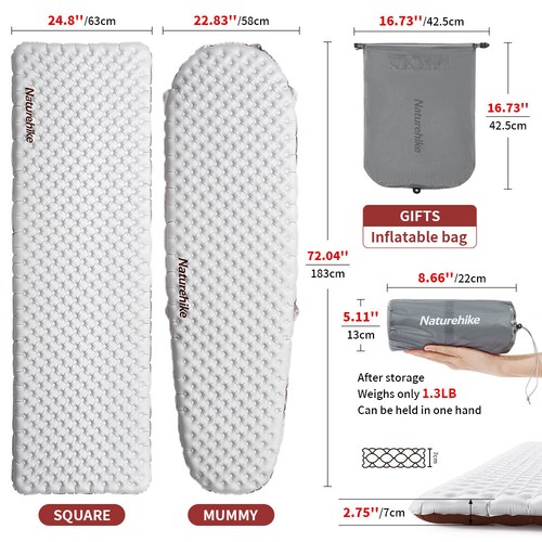 Naturehike Camping Mat 3.2/5.8/8.8 High R Value Ultralight Warm Inflatable Mattr - Picture 5 of 21