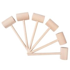 6Pcs Wooden Hammers Natural Hardwood Crab Lobster Seafood Mallets