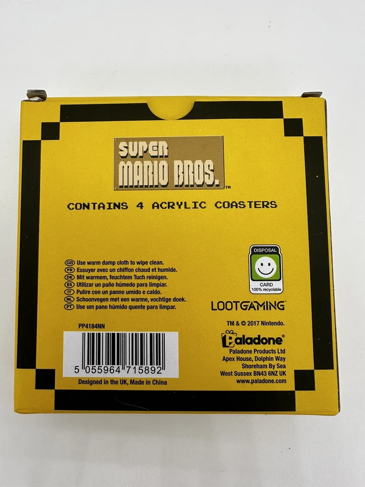 Super Mario Bros set of 4 acrylic Drink coasters / Mario magnet Loot Crate Lot - Image 3 of 4