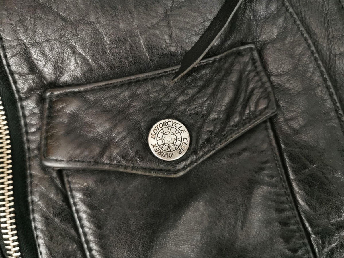 Avirex USA Vintage Biker Leather Jacket Howling Wolf Indian