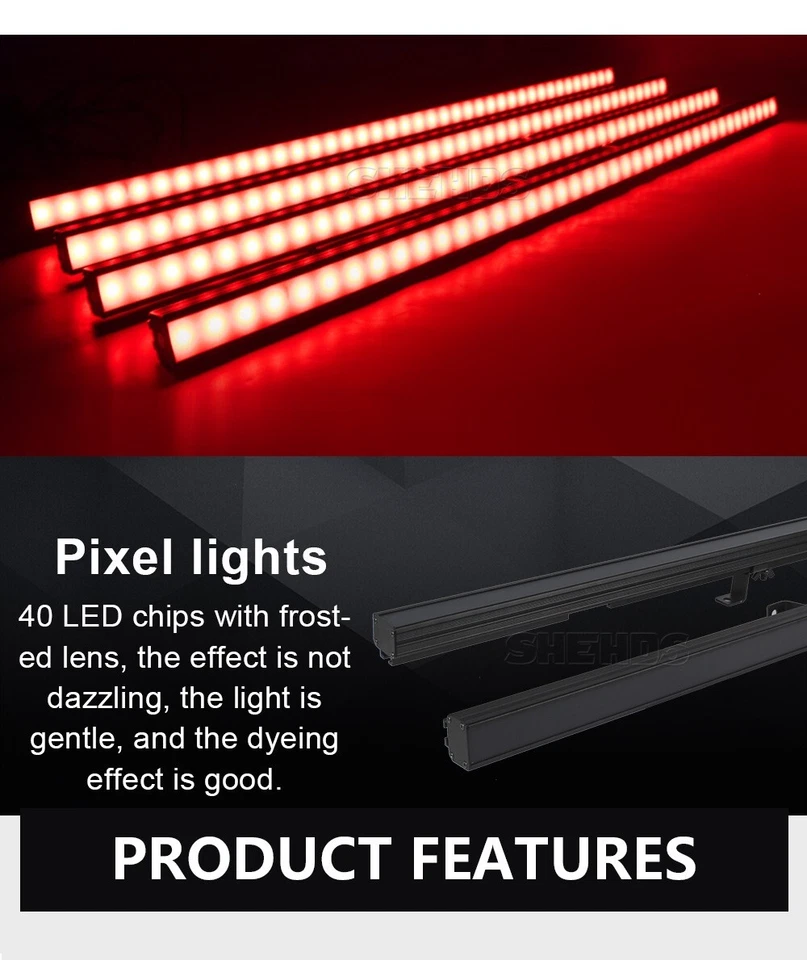 Pixel Wall Washer LED Bar Light DMX Individual Control Light For DJ Disco - Image 3 of 4