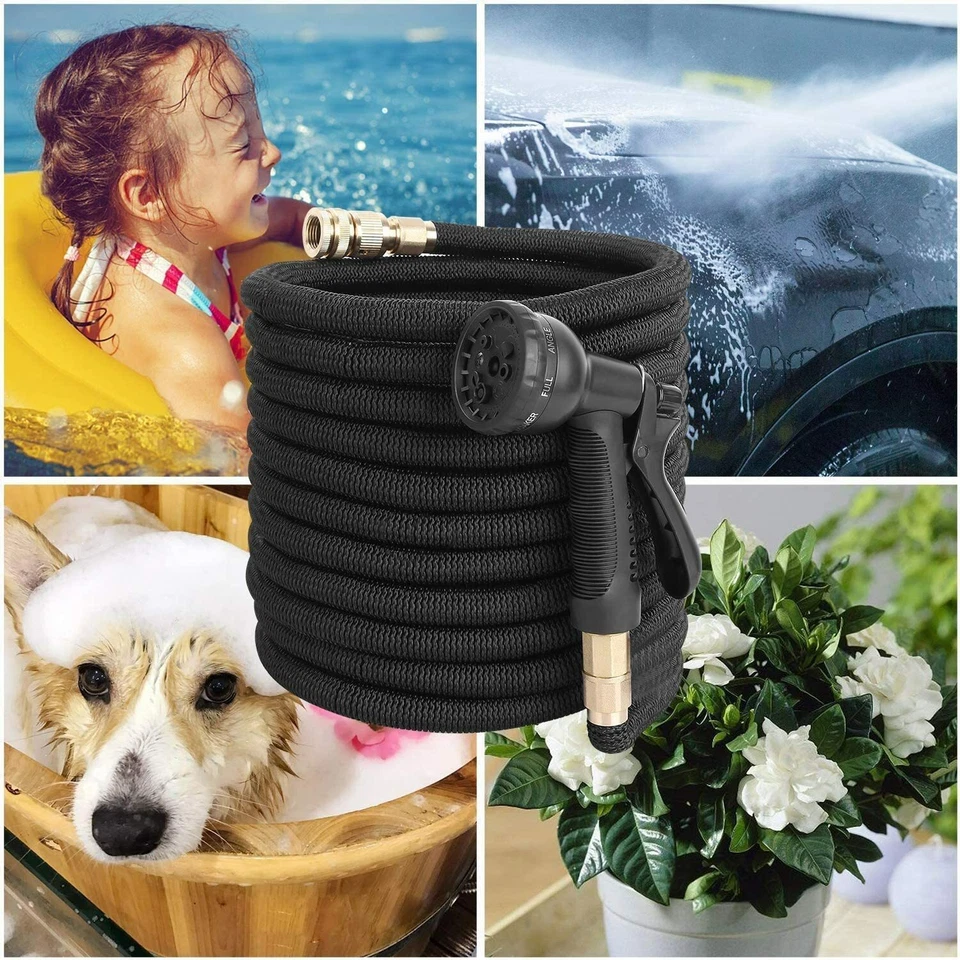 Garden Hose 50 Feet Retractable Expandable Magic Pipe + Spray Gun 3750 D Fabric - Image 3 of 4