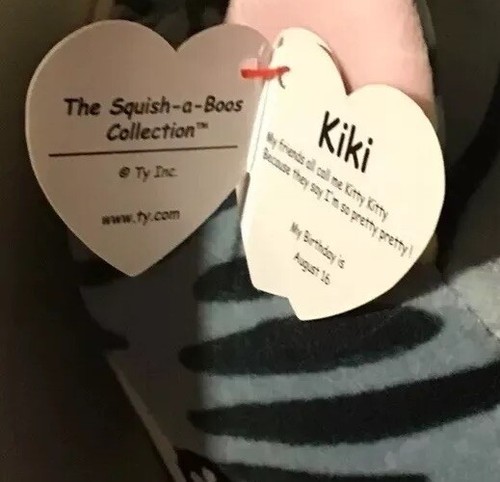 Ty Beanie Boos Squish A Boos KIKI the KITTY CAT 9” Cojín de almohada de felpa NUEVO CON ETIQUETAS USADO - Imagen 5 de 8