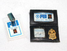 Set MINIATURE FBI badge ID Shield Male Identification doll TOY 1:6 scale GMan