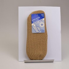 9-11 Vintage 1990s 90s Tan Beige Brown Knit Bootie Socks Slippers Deadstock